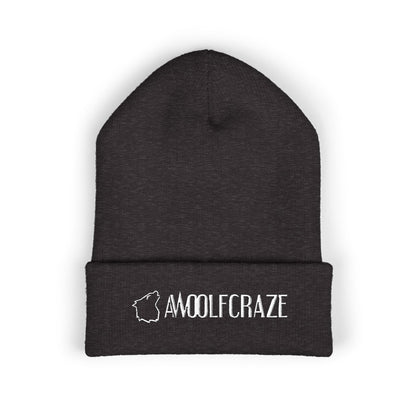 Embroidered 'AWOOLFCRAZE' Classic Cuffed Beanie — Warm Knit Hat